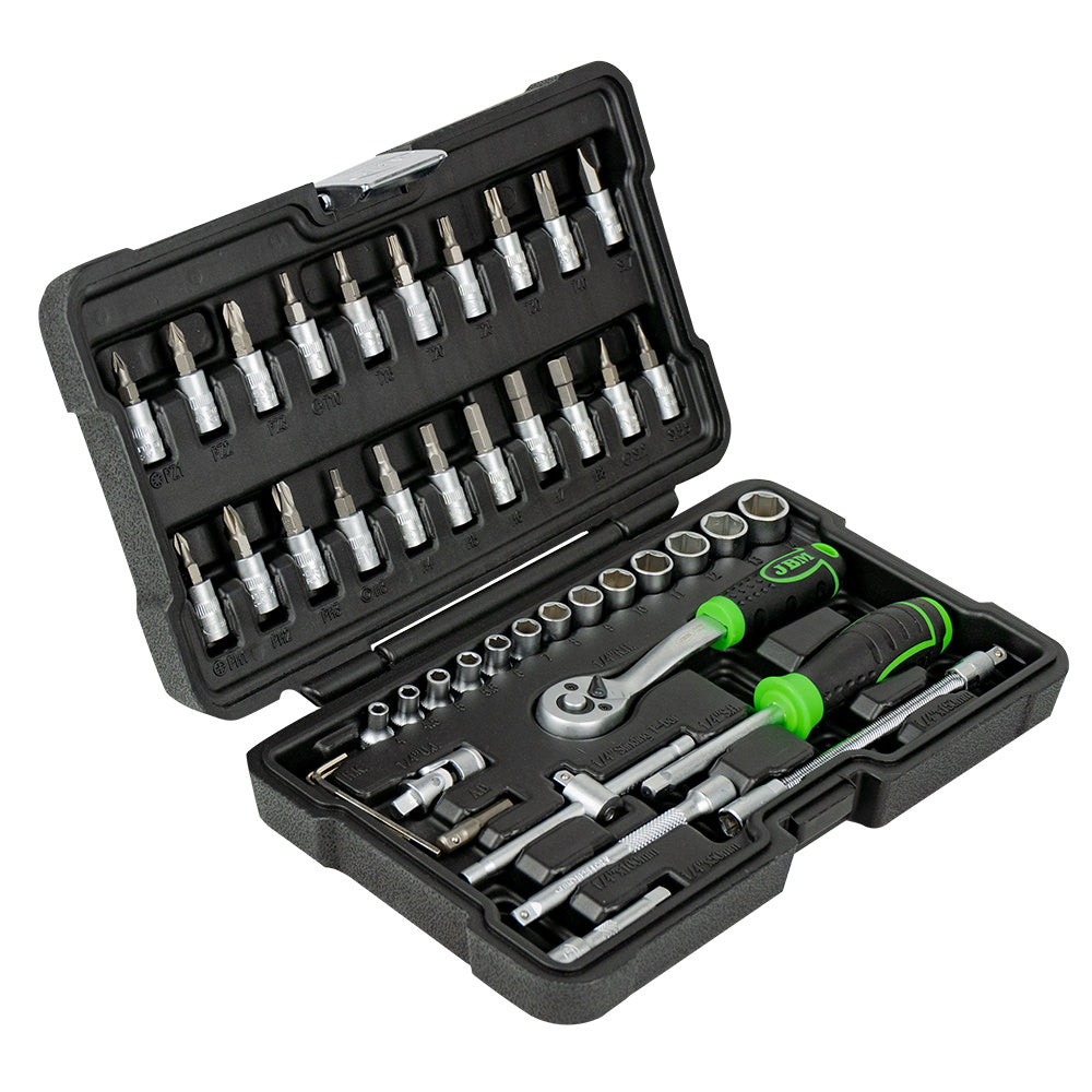 Coffret Douilles & Embouts 1/4” Pro – 46 Pièces